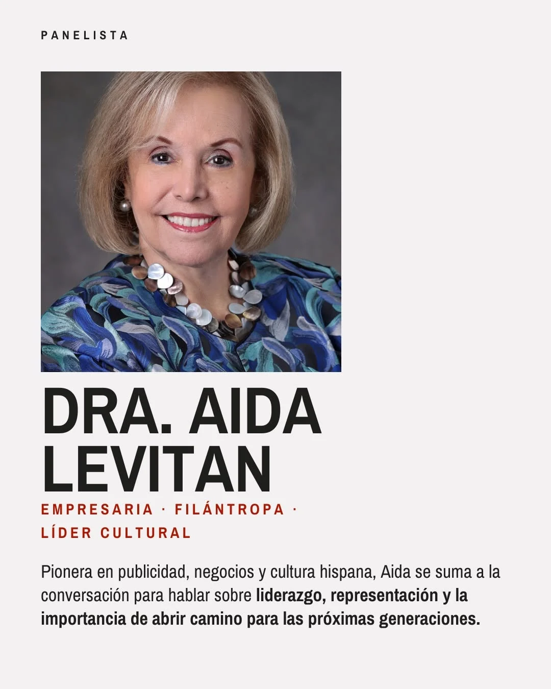 Official event profile of panelist Dr. Aida Levitan