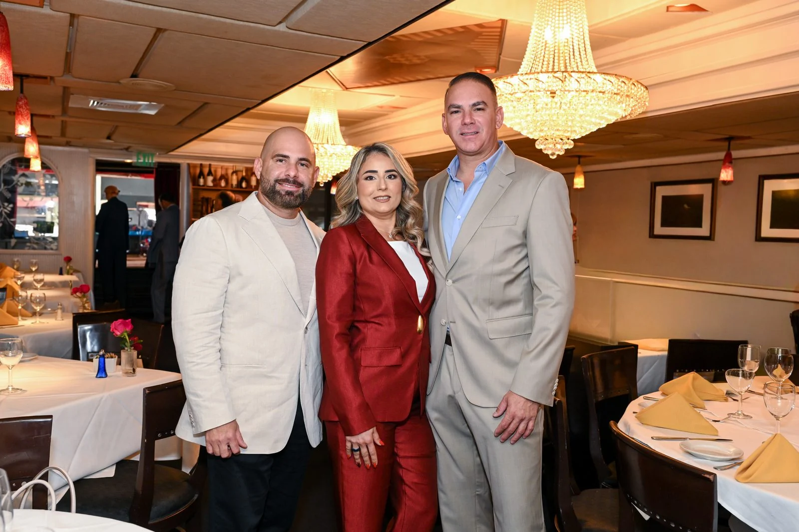 Dr. Harold Iparraguirre, Lisbet Rodríguez and Boris Hernández at Caffe Abbracci
