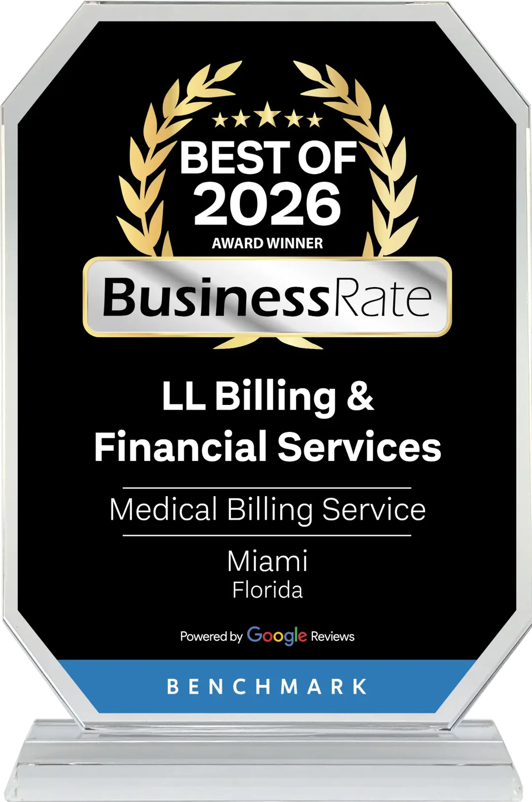 BusinessRate Best of 2026 award for LL Billing Medical Billing Service in Miami, Florida